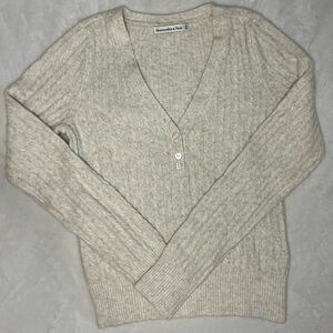 Abercrombie & Fitch Slim Cable Henley - cream - size  XS